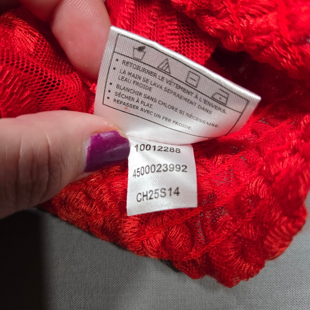 NWT Womens Whimsigoth Vampire Lace Size S Red Romantic Sheer Smocked Waist Top - Picture 4 of 8